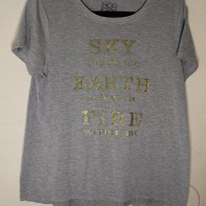Grey Detailed Writing Shirt Graphic Tee Size XL